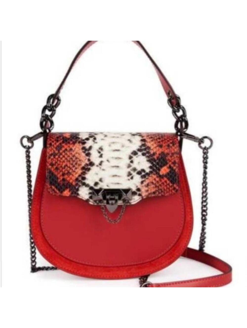 NWT Persaman New York Noela Python Leather Crossbody red